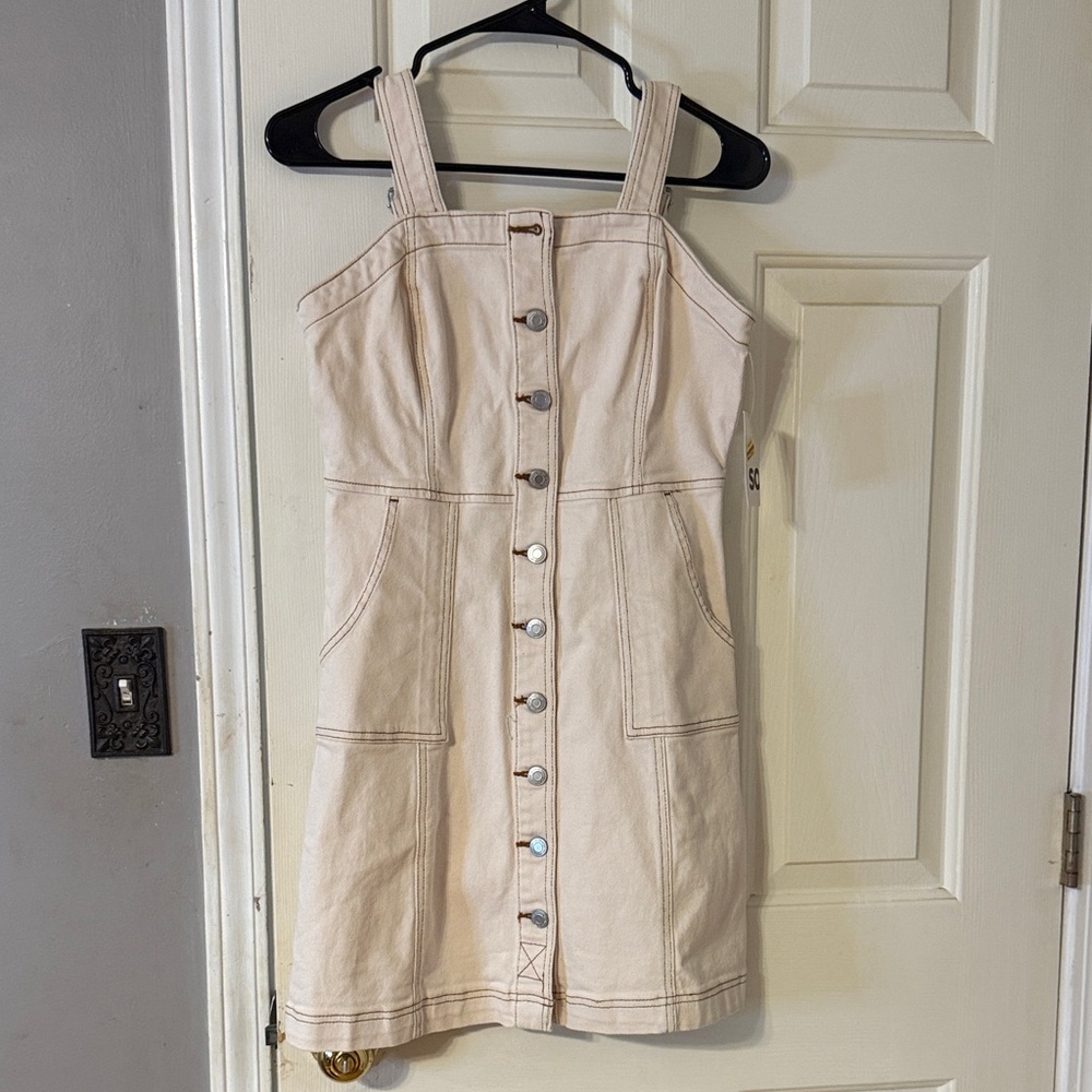 Universal Thread Beige Button-Down Mini Dress NWT - image 1